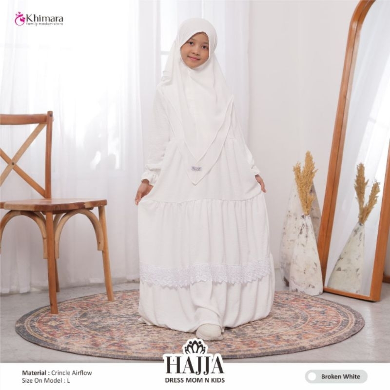 Hajja Dress Kids by Khimara Gamis polos putih anak dress polos putih anak gamis manasik anak