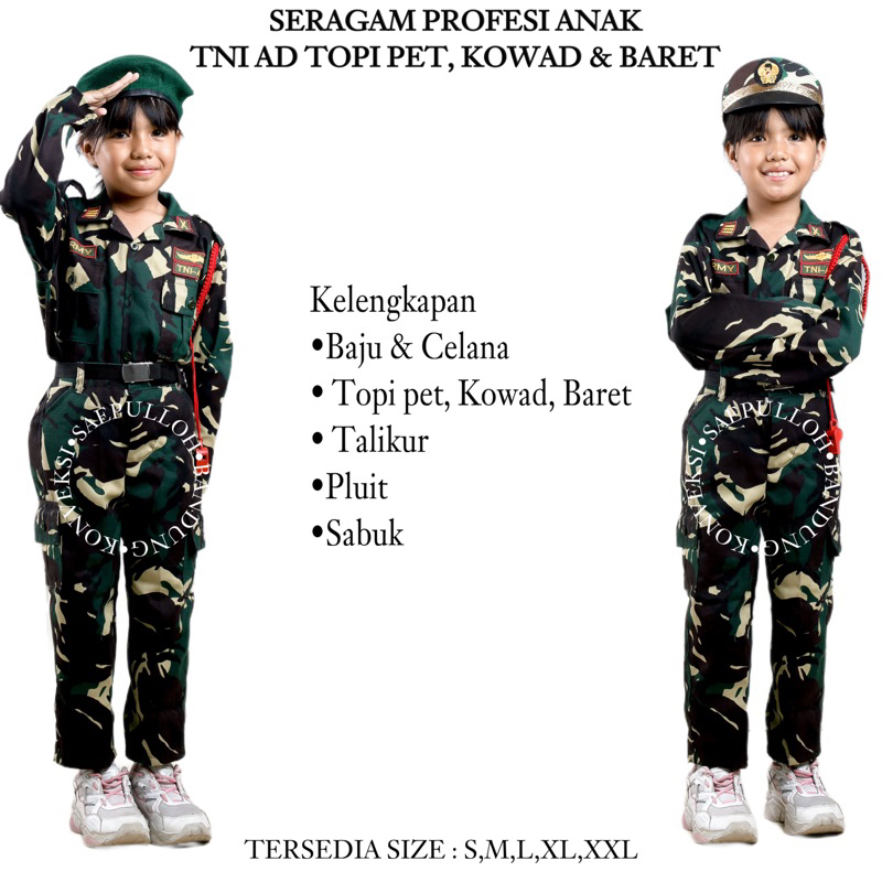 baju TNI AD karnaval anak TK/ paud
