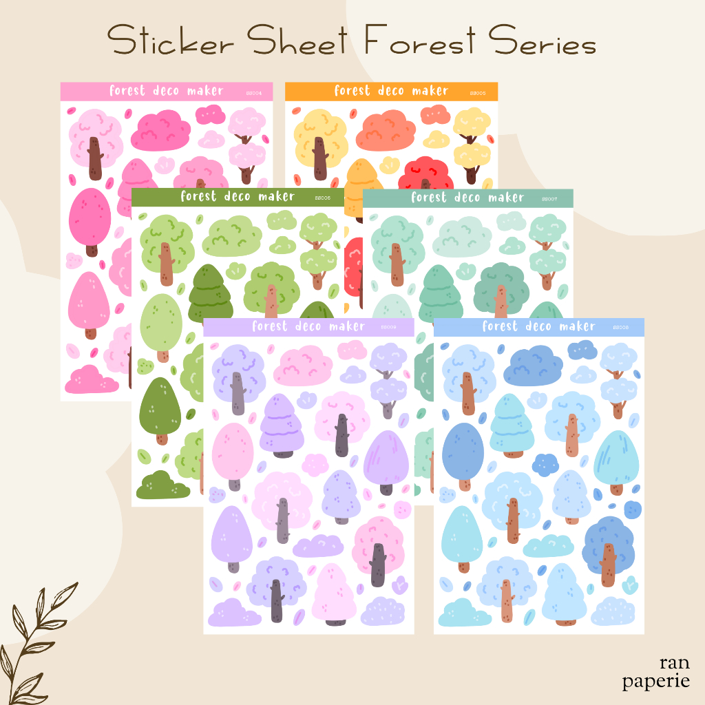 

Forest Sticker Sheet Stiker Jurnal Deco Journaling Bujo Journal Lucu Waterproof Tahan Air