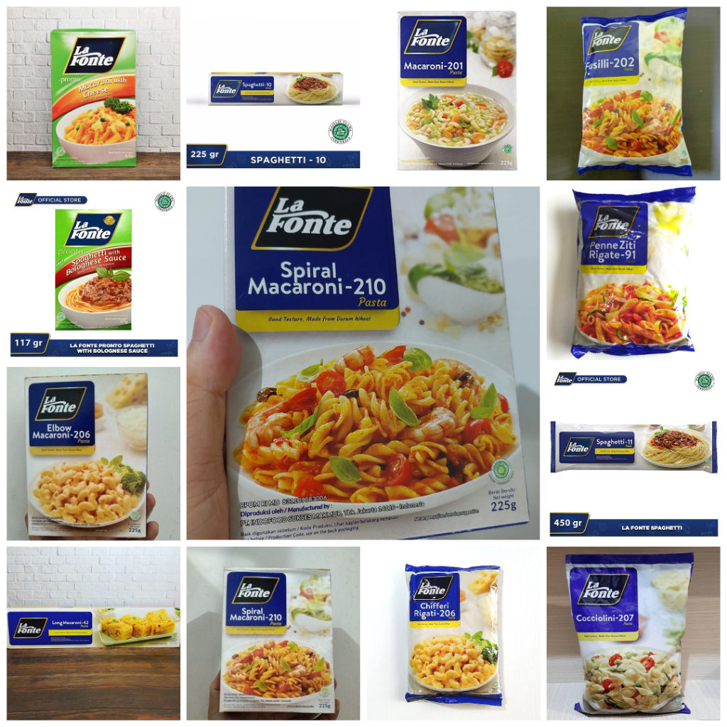 

La Fonte Pasta Varian Spiral Macaroni 210 / 201 / Makaroni Elbow 206 / Fettuccine 30 / Long 42 / Spaghetti 10 Bahan Pokok Olahan Makanan Instan Halal Lafonte Instant Processed Food Traditional Italian Itali Spageti Mie Mi Kering Lidi Pekanbaru Gosend COD