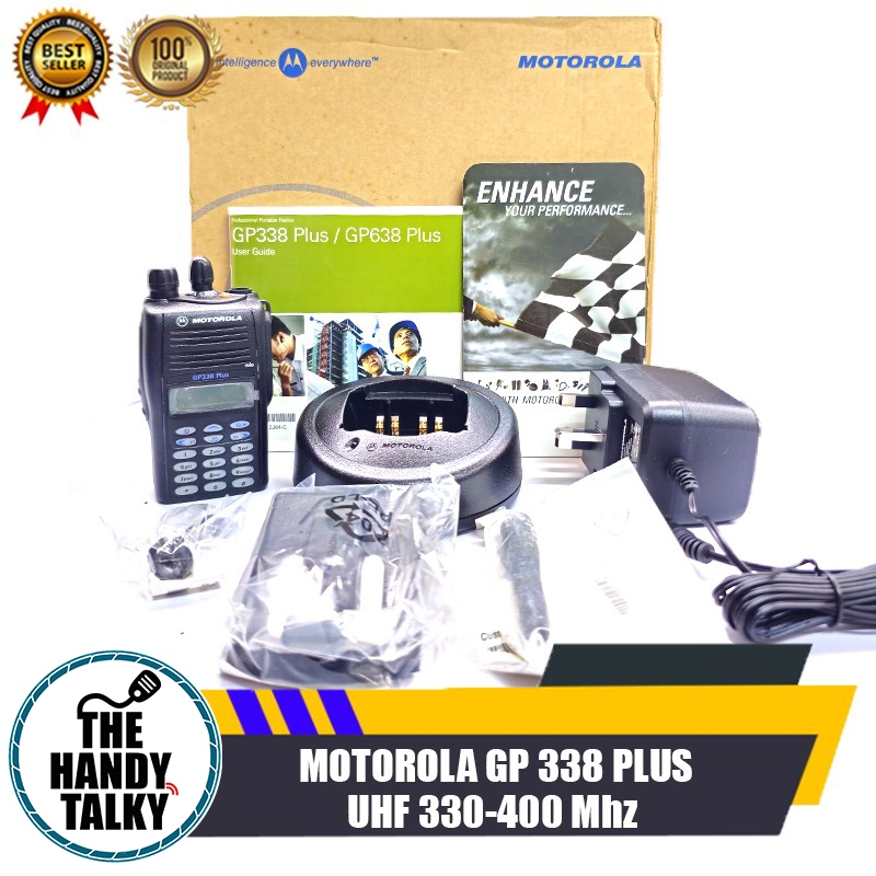 Motorola GP 338 Plus UHF 330-400 Mhz Radio Ht Motorola Baru Gp338+ Gp 338Plus UHF 4Watt