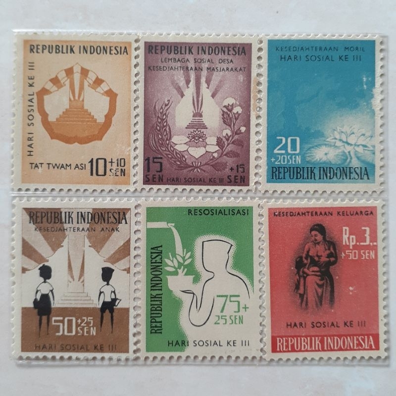 

(A) Perangko Indonesia Hari Sosial Ke III Tahun 1960 set lengkap 6pcs