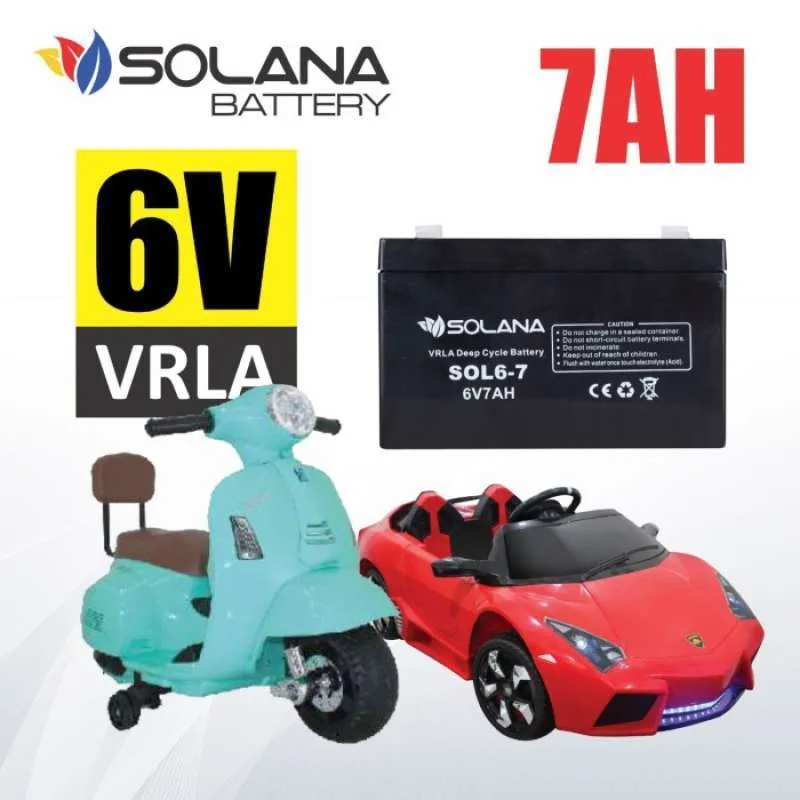 Aki Mainan Aki Mobil Mainan Aki Motor Mainan Aki UPS 6v 7ah Aki Kering VRLA SOLANA