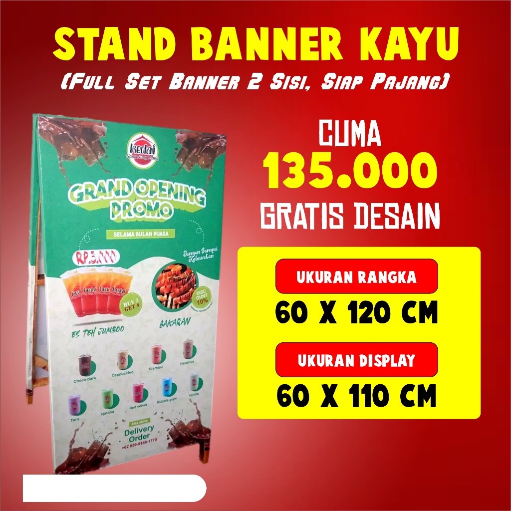 Standing Banner MMT Kayu 60 x 110 cm