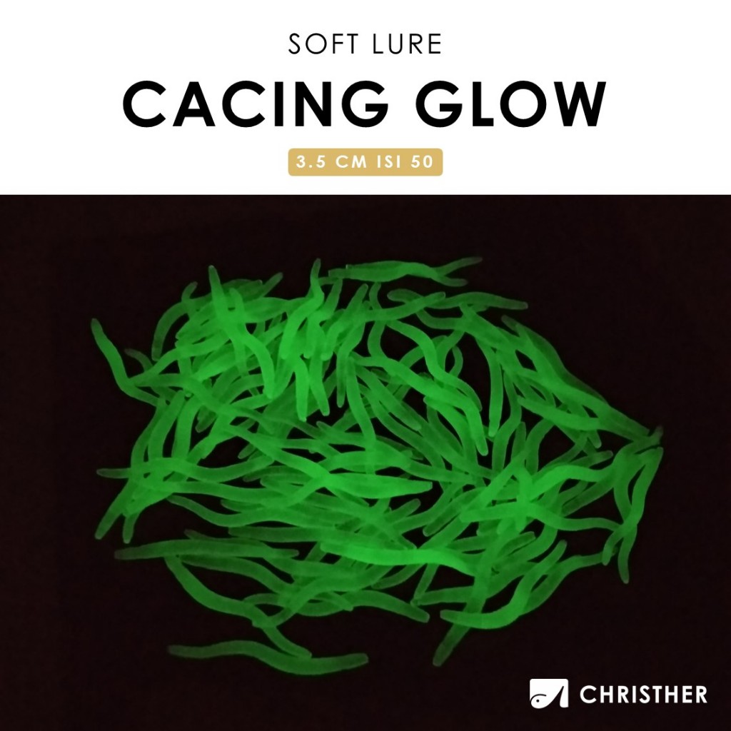 Umpan Soft Lure CACING GLOW Isi 50 pcs / Luminous Fishing Lure Casting Bait Mancing Malam