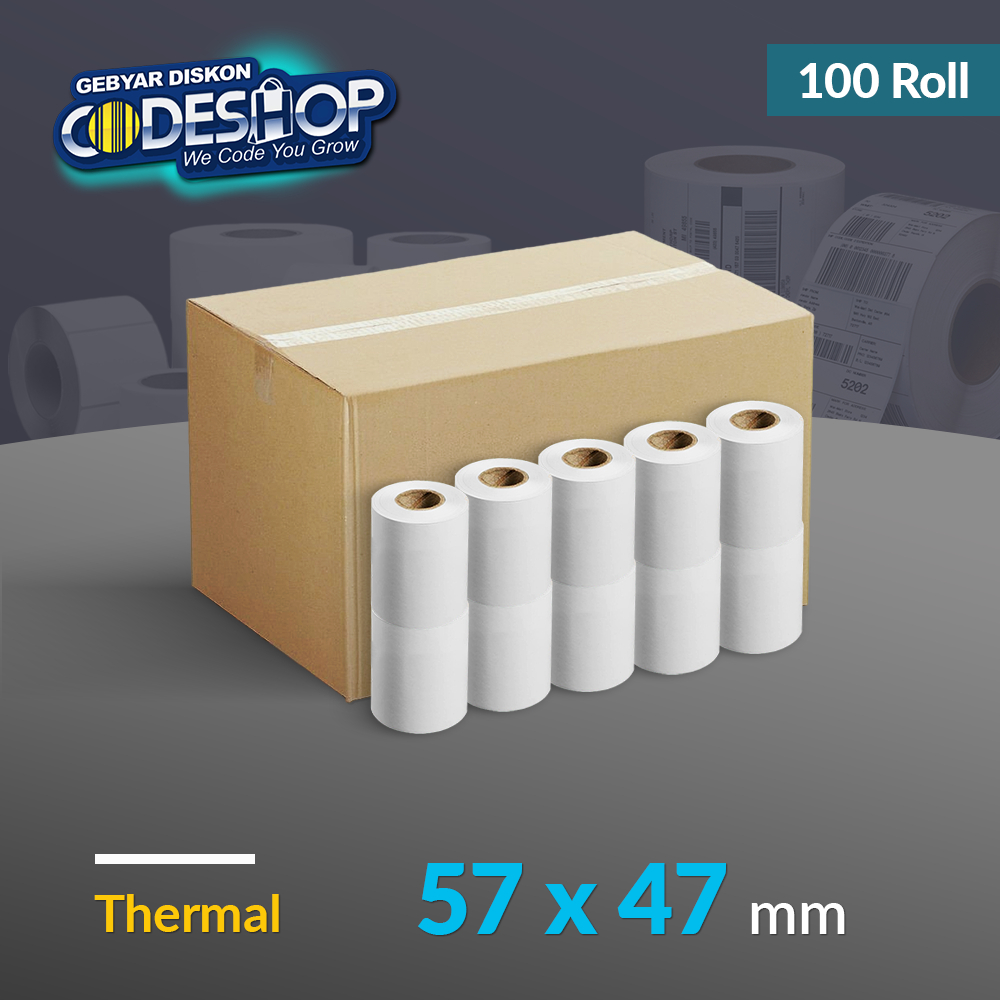 

Codeshop Kertas Thermal 57x47 mm Struk Printer Kasir Desktop Termal 58mm (1 DUS)