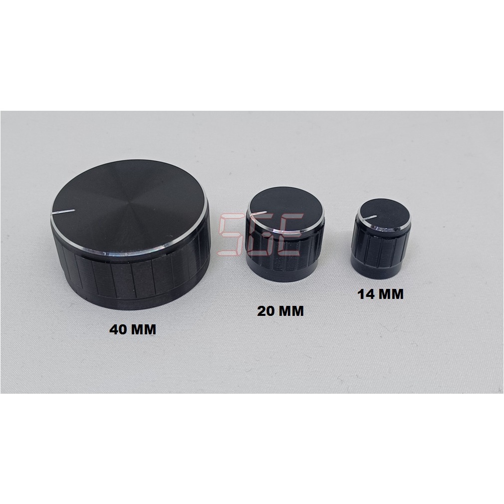 Knop Potensio Meter Aluminium Hitam 14mm Bagus