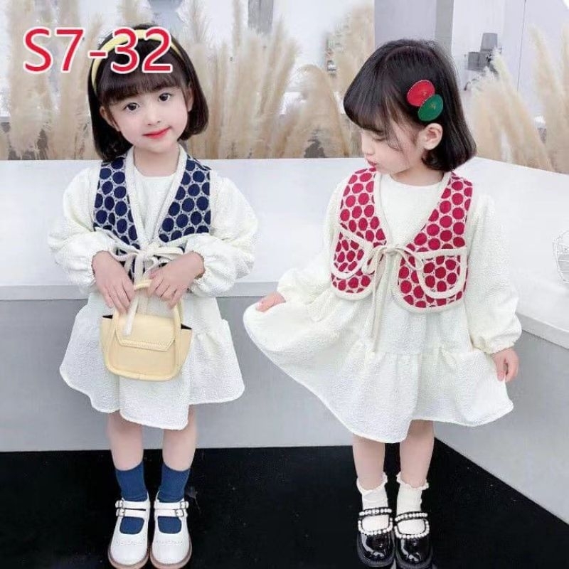 Mini Dress 2in1 Rompi Polka