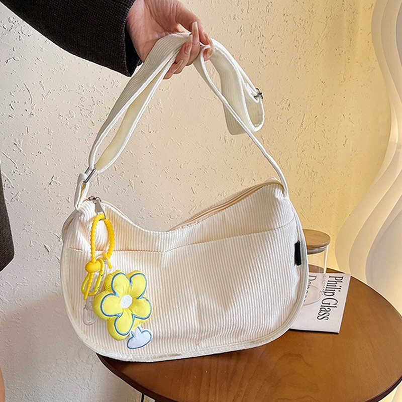 Tas Pangsit Baru Corduroy Tas Selempang Kapasitas Besar Tas Selempang Mode Komuter Tas Bahu Tas Maha