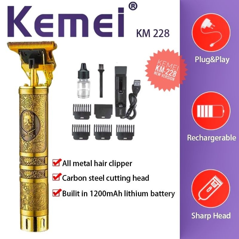 Trimmer Kemei KM-228 KM 228 Original 100% Produksi Terbaru Fullset