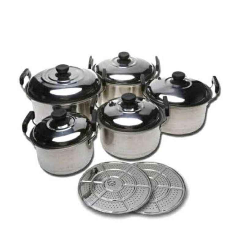 Panci Set 12pcs + Steamer / Panci Steamer Set Cookware / Panci Set Steamer 12pcs