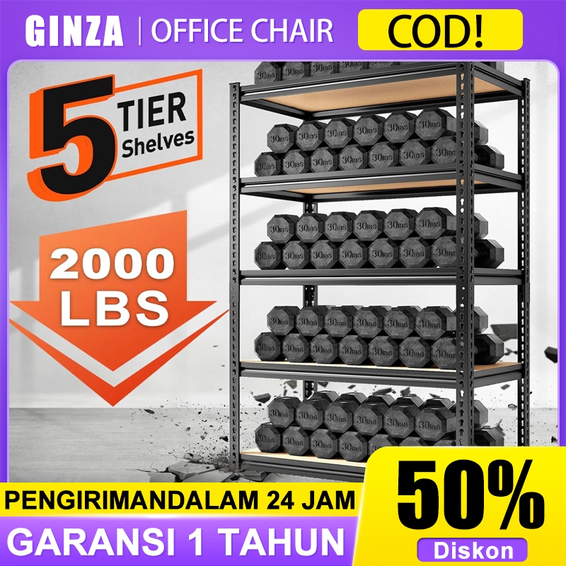 GINZA HOME Rak Besi Siku 5/6 Susun Rak Aquarium Rak Gudang Rak Dapur Rak Supermarket Rak Besi Serbag