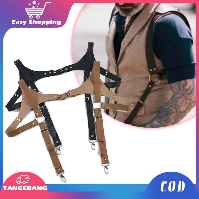 Suspender Kulit Pu Leather Suspender Bretel Suspender Pria Suspender Backpack Suspender Dewasa
