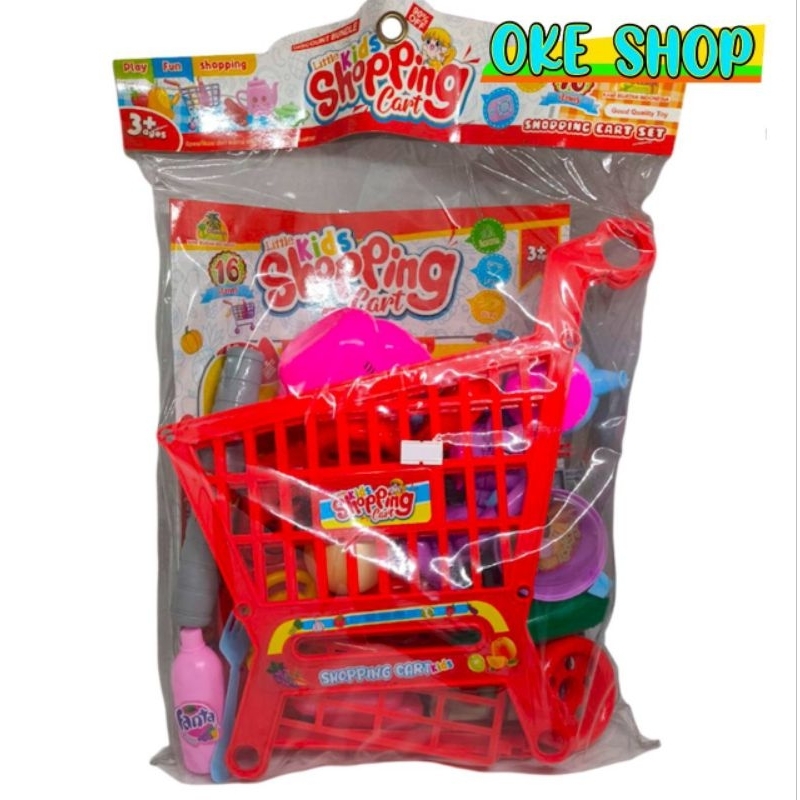 Mainan Anak Troli Belanja / 1 Set Keranjang Troli Belanja