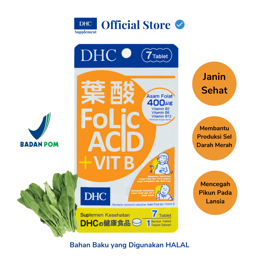 DHC Supplement Folic Acid / Suplemen Asam Folat Vitamin Ibu Program Hamil dan Menyusui