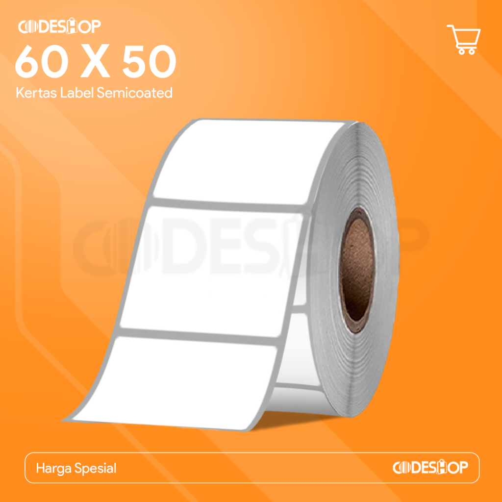 

Label Semicoat 60 x 50 mm Stiker Printer Barcode 60x50 Core Besar