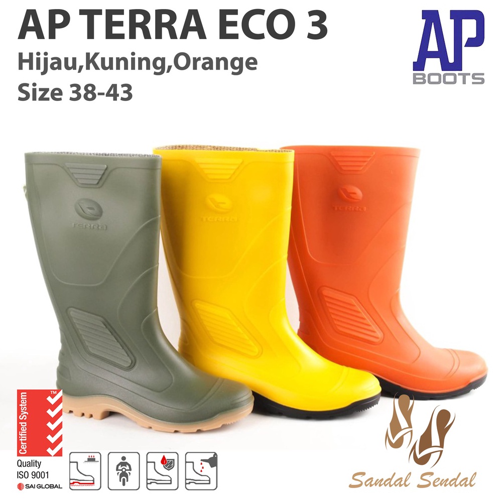 ART X26K Sepatu Boot Tinggi AP BOOTS AP TERRA ECO 3 HIJAU KUNING ORANGE