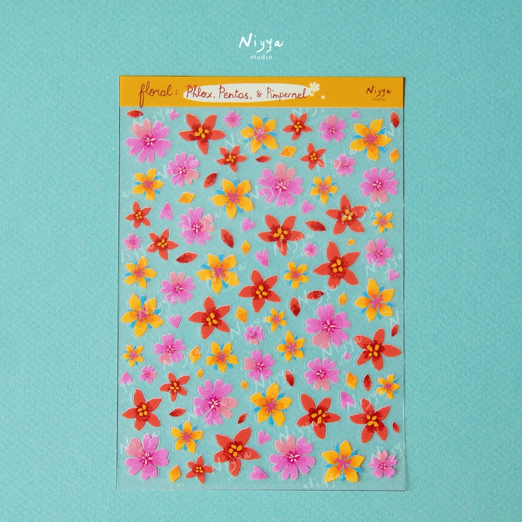 

Floral Phlox, Pentas, and Pimpernel Sticker Sheet | Botanical Sticker | Journaling Decor | Scrapbooking
