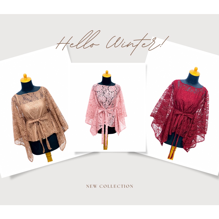 Barang Pilihan Cape Tulle tile Brukat 2 In 1 One Shoulder Outer New Fashion Tile Kebaya Wisuda Lamar