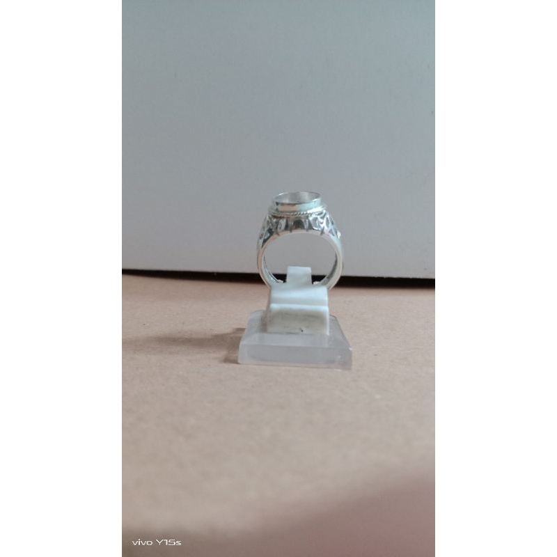 emban cincin perak 925 handmade model ukir untuk batu kecil sedia tanam atau catokan