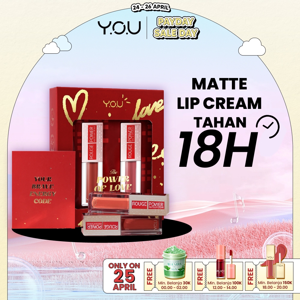 YOU Rouge Power Matte Lip Cream Loving Kit Bundle  | Matte Finish, Tahan Lama, Nourishing, with Manuka Honey