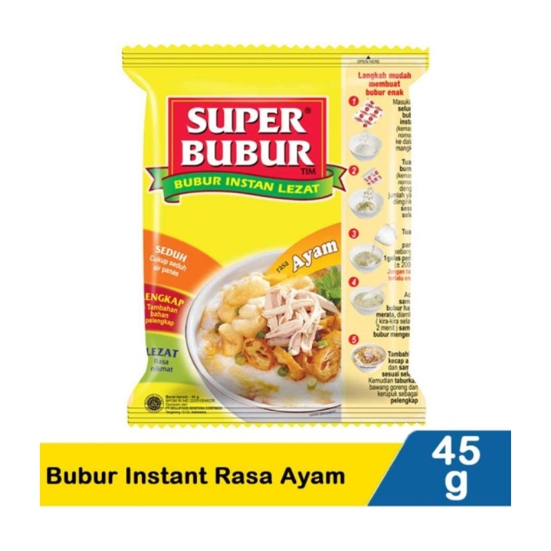 

Super Bubur Instan Rasa Ayam 45 Gr