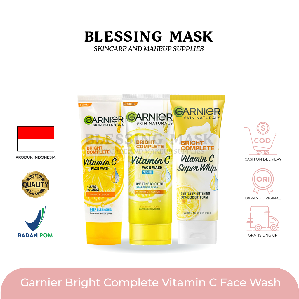 Garnier Bright Complete Vitamin C Face Wash Brightening Cleanser Foam | Light Complete Brightening S