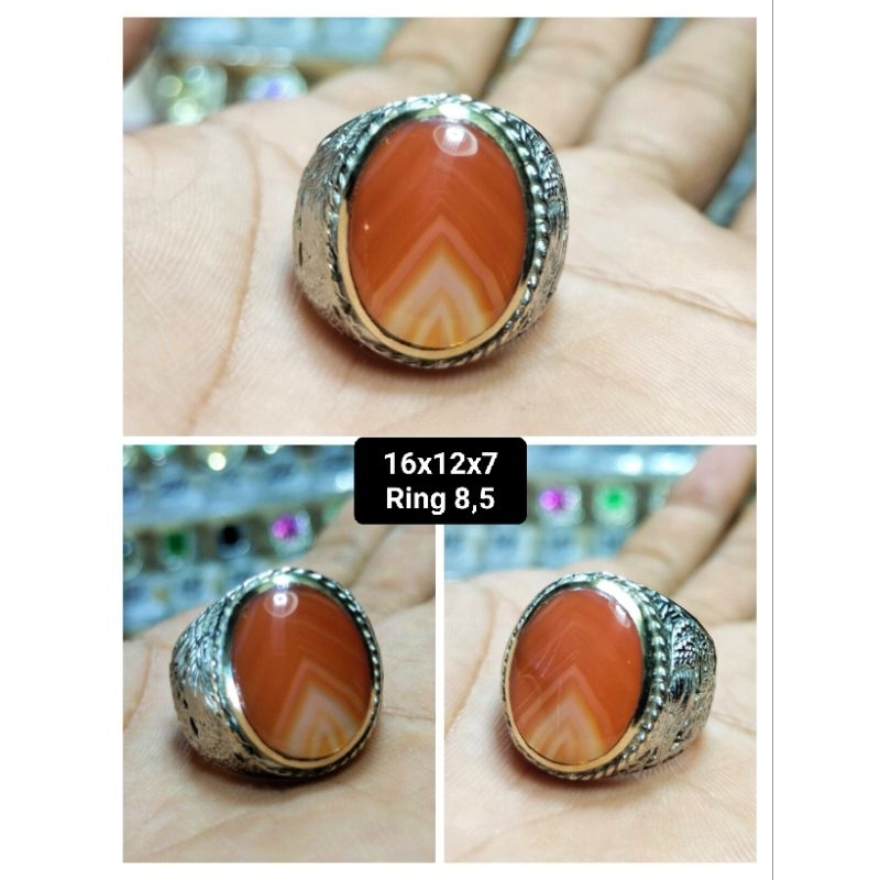 Cincin pria natural akik junjung Drajat junder merah