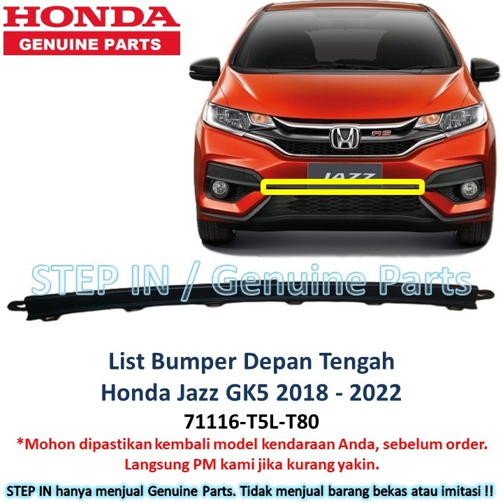 List Bumper hitam tengah bemper depan Honda Jazz GK5 2018 2019 2020 2021 2022 2023 garnish moulding 