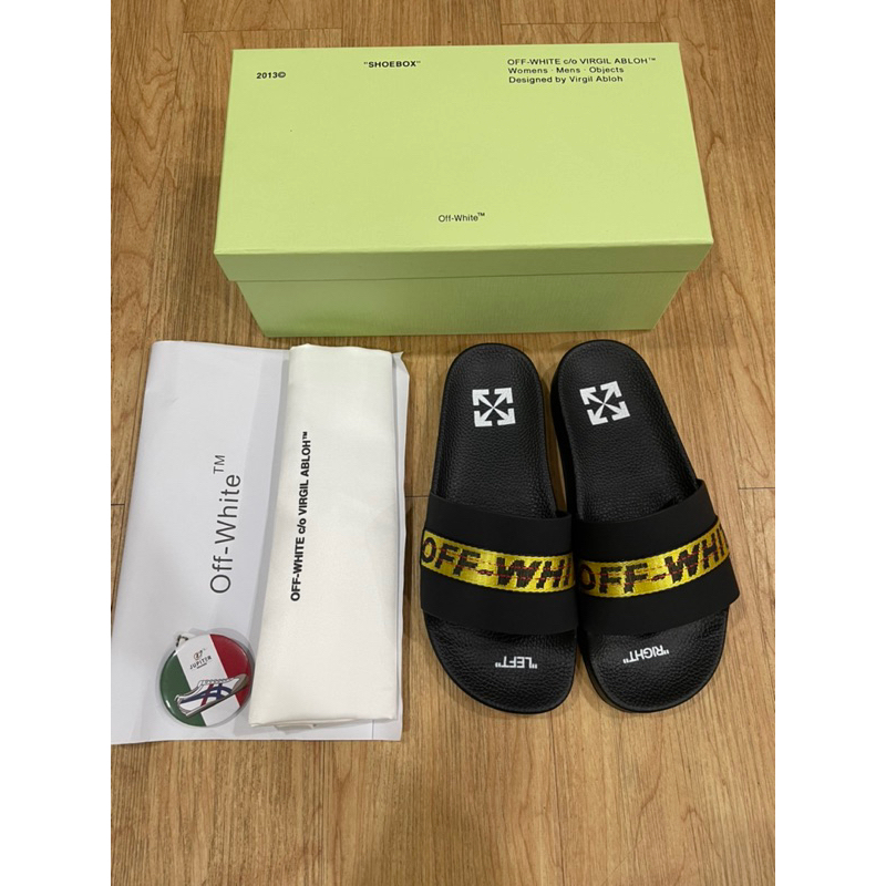 Sandal OFF WHITE SLIDE Industrial Belt Black Yellow