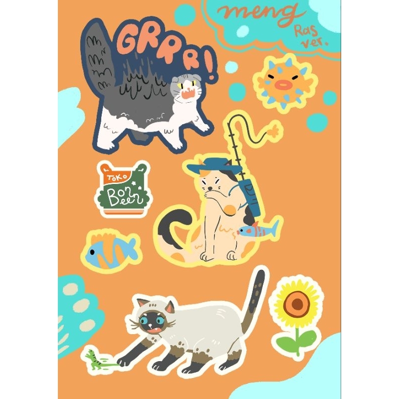 

Toko Bonbeen - Sticker Sheets Meng Kucing Ras Ver. stiker kucing lucu gemas