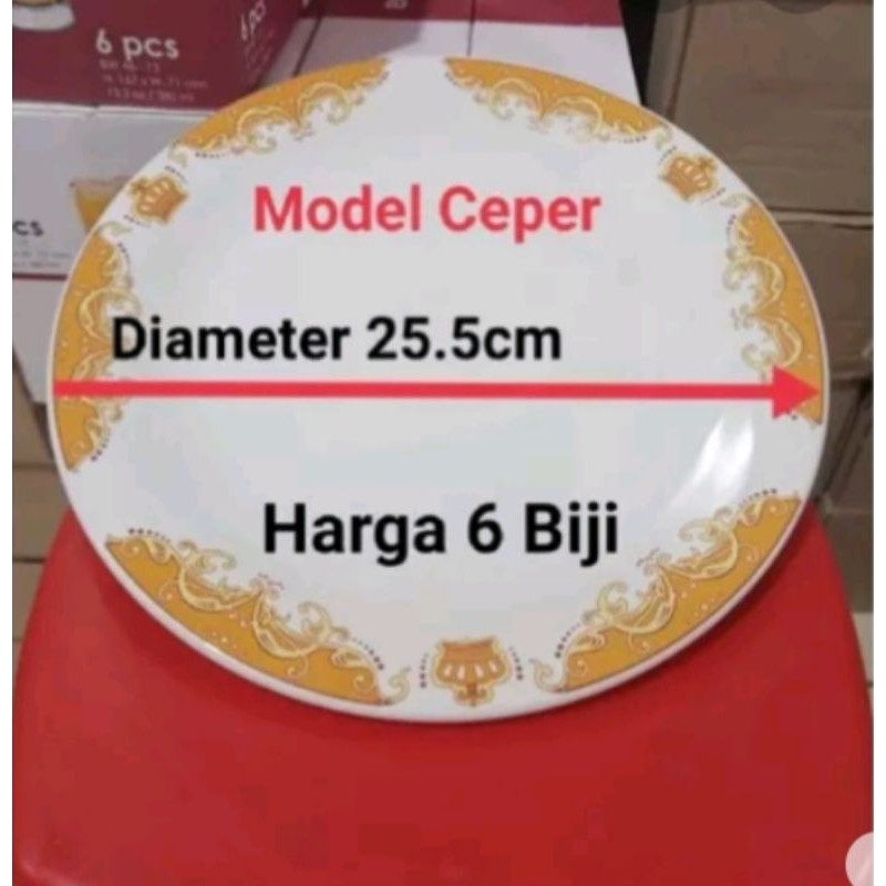 PIRING KERAMIK CEPER KEMBANG MAHKOTA HARGA 6 BIJI