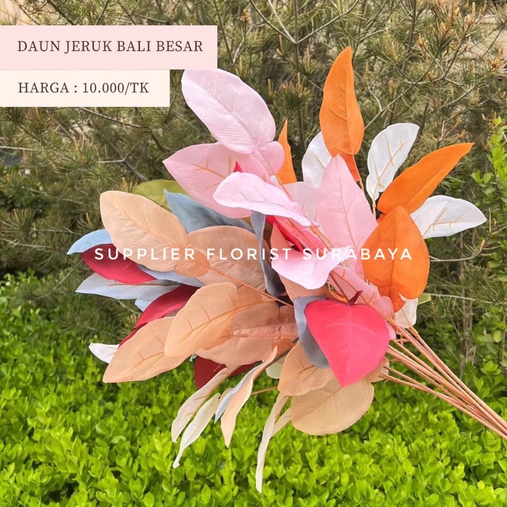 SFS - [CABANG 3] DAUN JERUK BALI BESAR DAUN IMITASI DAUN KAIN PLASTIK ARTIFICIAL FLOWER BUNGA PALSU 