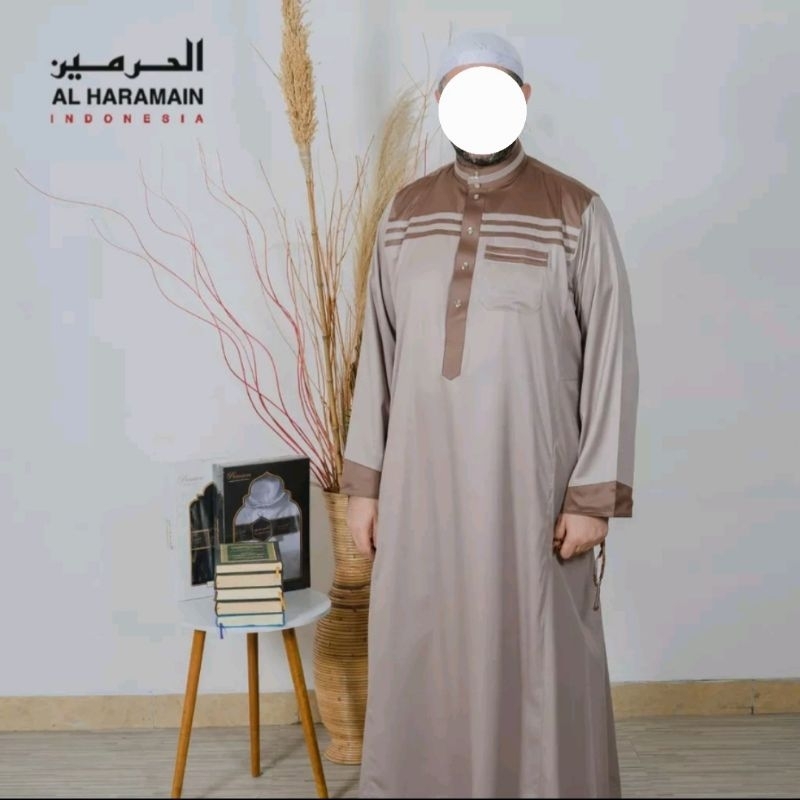 AL Haramain Jubah / Gamis Pria Dewasa Premium Kombinasi | Crem