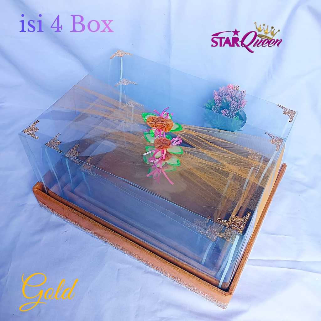 kotak seserahan pernikahan Box Seserahan mika Satu Set Isi 4 Tempat Perhiasan Kotak Hantaran  Full H