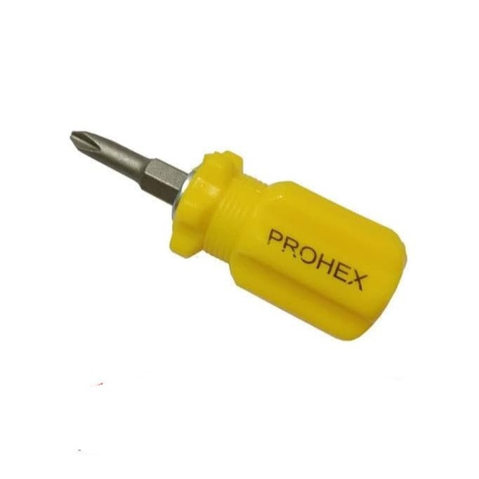 Obeng Cebol Pendek Bolak Balik 2in1 Screwdriver Plus (+) Minus (-) Prohex Hasston 2600-001