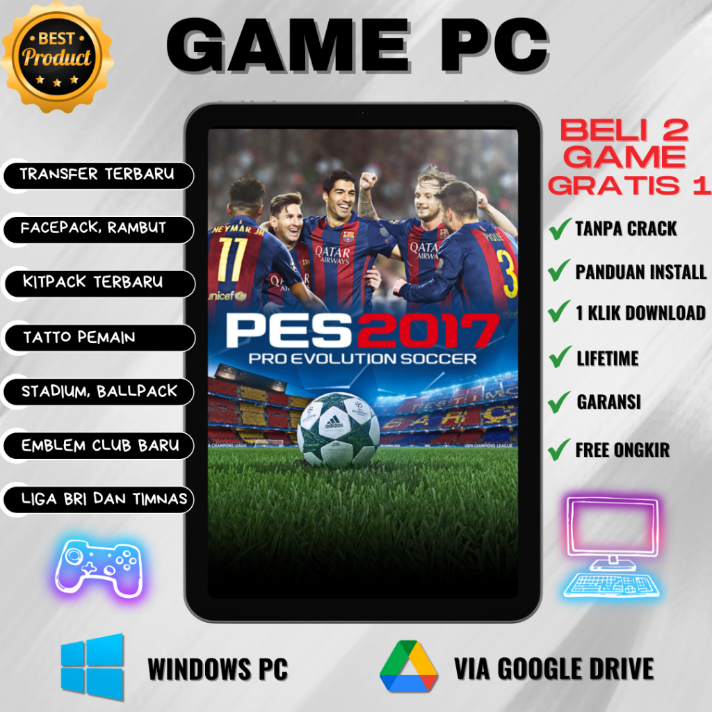 PES 2017 PATCH 2024 TERBARU GAME PC/LAPTOP TANPA CRACK