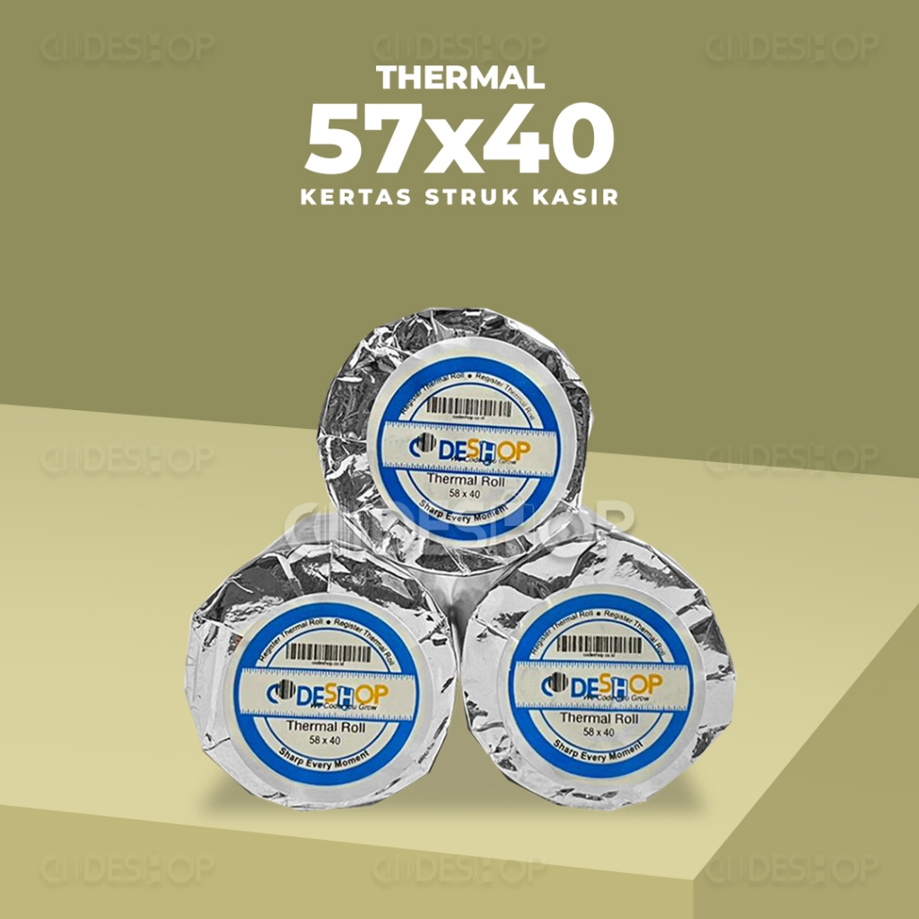 

Kertas Thermal 57x40 / 58x40 mm Codeshop Termal Continues Paper Printer Bluetooth