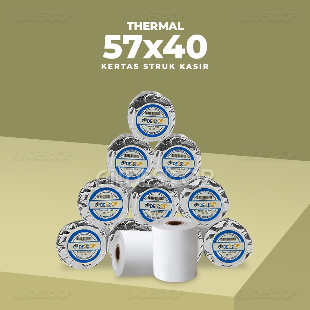 

Kertas Thermal Codeshop 57x40mm 57x40 Struk Kasir 57 x 40 mm 1 Slop 10 Roll 58mm