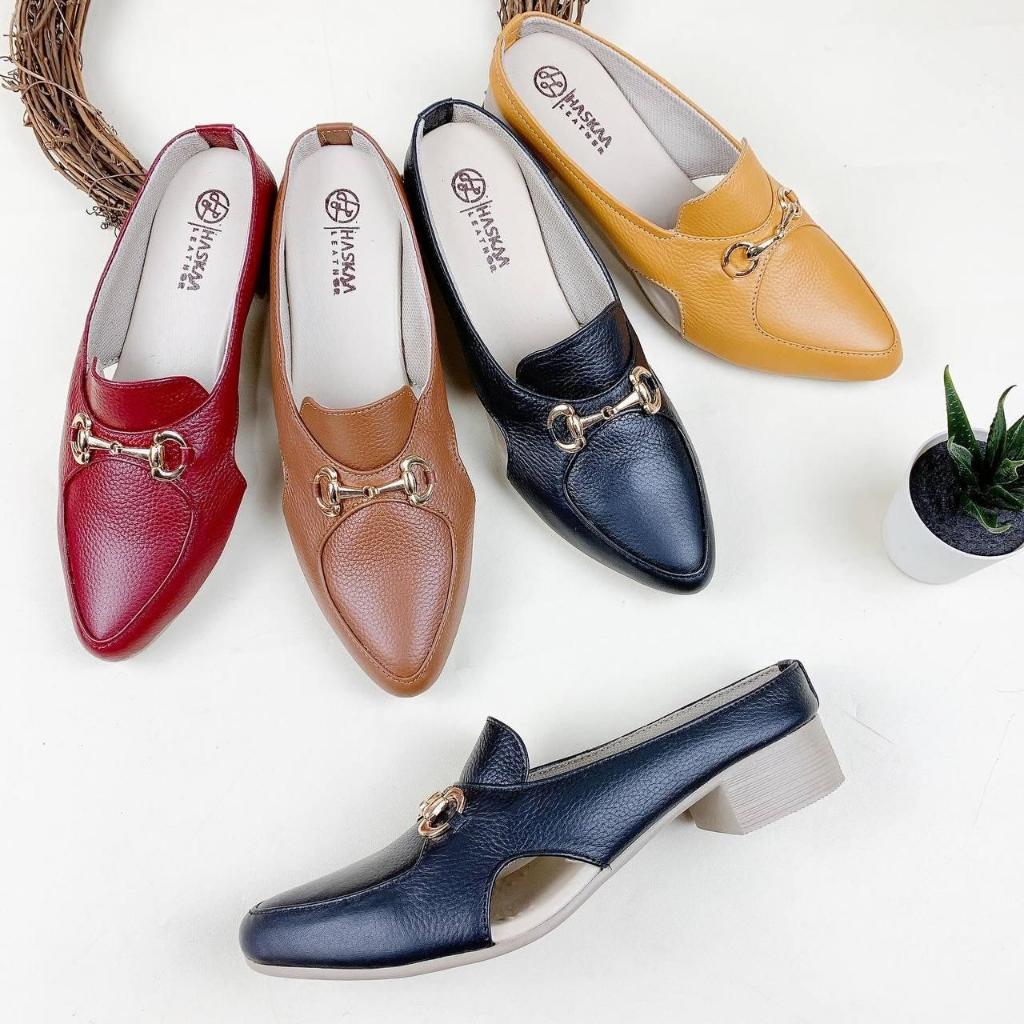 MJ Mules Sepatu Sandal Tutong Wanita Kulit Sapi Asli Garut