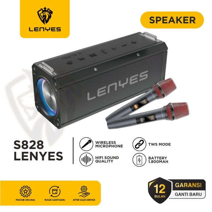 LENYES KTV S828 120W Wireless Speaker Portable + Microphone Karaoke