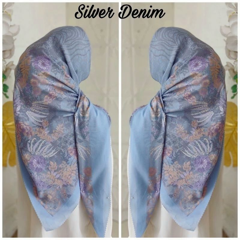 Jilbab Motif Voal Premium Silver Denim