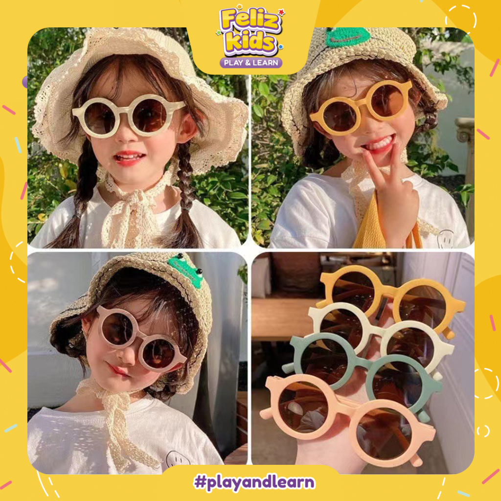 [FELIZKIDS] [BA34] Kacamata Hitam Anak Kacamata Bayi Bentuk Bulat Gaya Baby Lucu Trendy Keren COWOK 