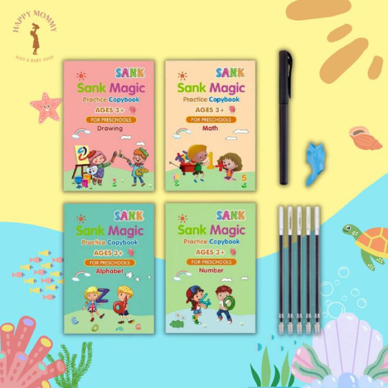 

Sank Magic Book 1 Set 4 Buku Free Bulpen + Refill / Buku Tulis Ajaib Panduan Belajar Menulis dan Menggambar