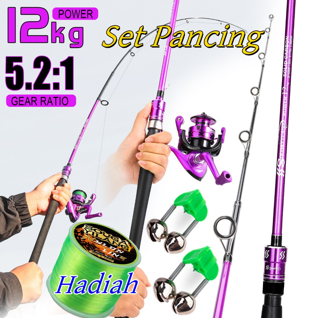 Sougayilang  Set Pancing, 1.8m Joran Pancing 1000-7000 Reel Pancing 150M Senar Pancing Umpan Combo p
