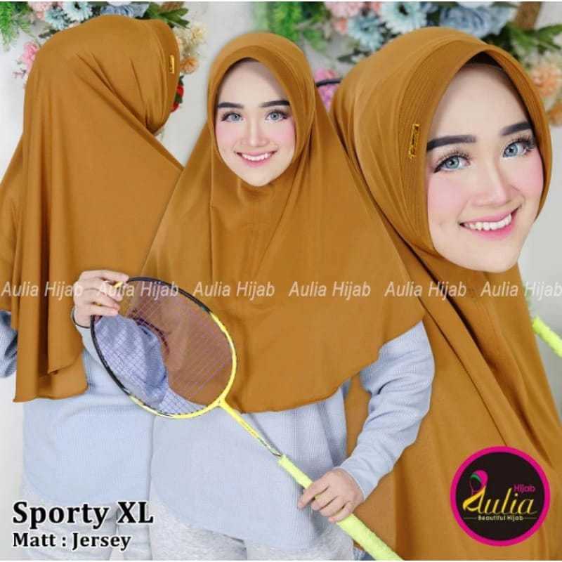 Adiezca - Hijab Instan Bergo Sport Khimar Jumbo AULIA XL Kerudung Sport Menutup Dada Detail Pin Akri