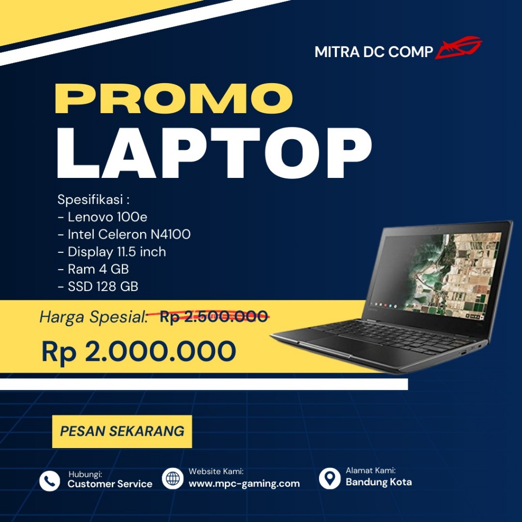 Laptop Lenovo 100e N4100 2in1 Ram 4GB SSD 128GB m29