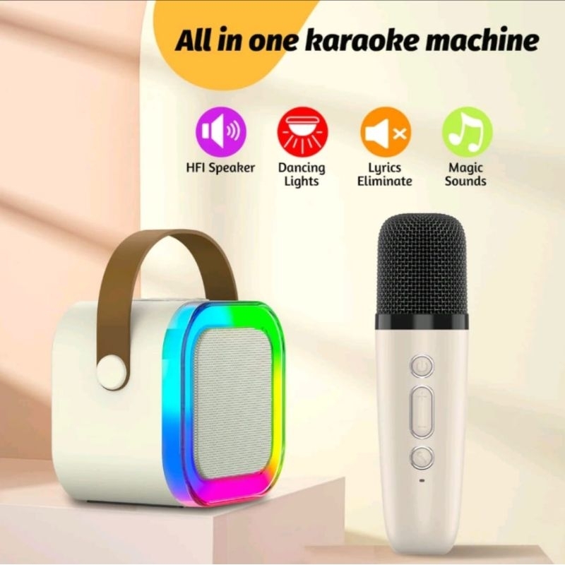 	 Speaker Bluetooth Portable Mini Karaoke 1 Mic Dan 2 Mic KTV	