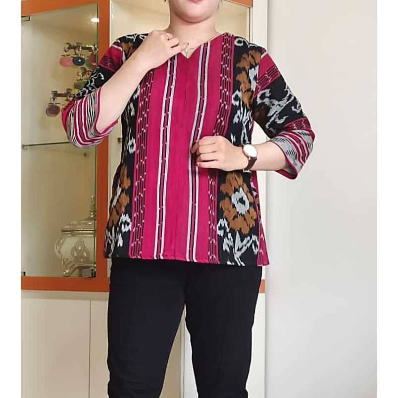 Terbaru Blouse Tenun Asli Jepara Lengan 7/8/WSI