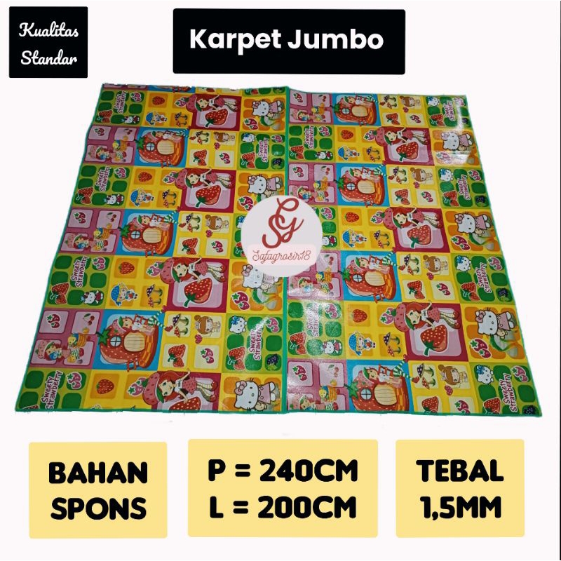 PROMO  Karpet Spon Karakter Double Jumbo Ukuran  200x240cm RANDOM | Karpet Plastik | Tikar Gulung | 